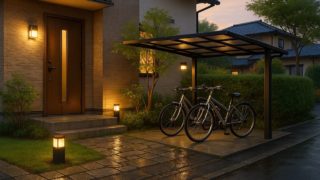 廿日市市の戸建て外構に施工された自転車置き場のイメージ