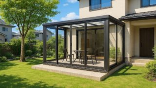 廿日市市の戸建て外構に施工されたテラス囲い・サンルームのイメージ