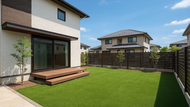 東広島市の戸建て外構に施工された人工芝のイメージ