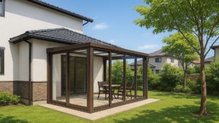 東広島市の戸建て外構に施工されたテラス囲い・サンルームのイメージ