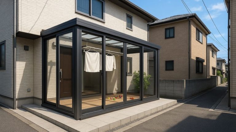 東久留米市の戸建て外構に施工されたテラス囲い・サンルームのイメージ