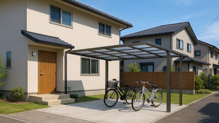 東村山市の戸建て外構に施工されたサイクルポートのイメージ