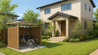 東近江市の戸建て外構に施工された自転車置き場のイメージ