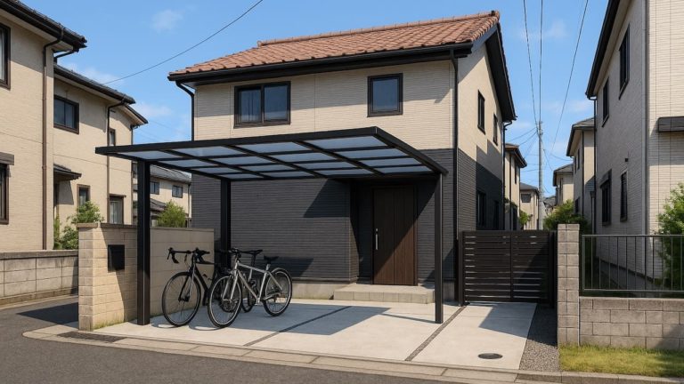 東近江市の戸建て外構に施工されたサイクルポートのイメージ