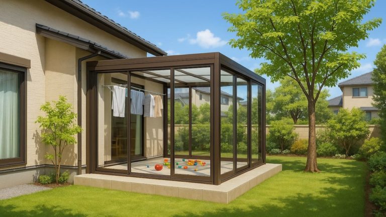 東近江市の戸建て外構に施工されたテラス囲い・サンルームのイメージ