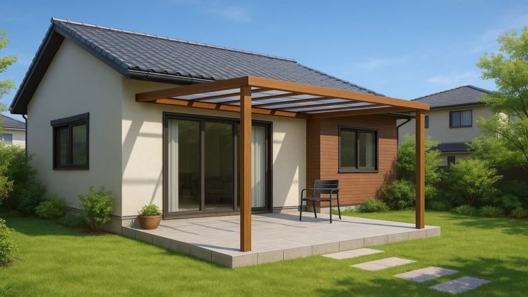 東近江市の戸建て外構に施工されたテラス屋根のイメージ