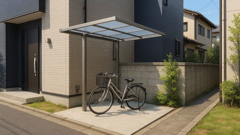 東大阪市の戸建て外構に施工された自転車置き場のイメージ