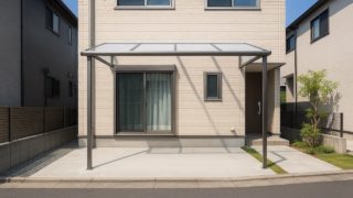【東大阪市】テラス屋根の価格目安|素材と色選びの基本5選 東大阪市の戸建て外構に施工されたテラス屋根のイメージ