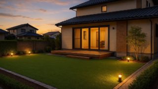 彦根市の戸建て外構に施工された人工芝のイメージ