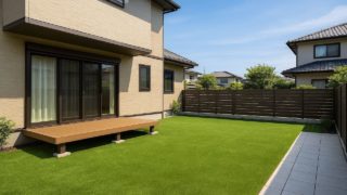 姫路市の戸建て外構に施工された人工芝のイメージ