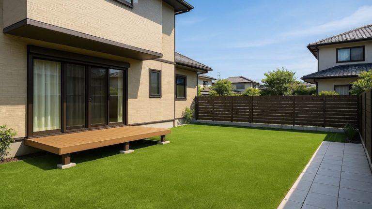 姫路市の戸建て外構に施工された人工芝のイメージ