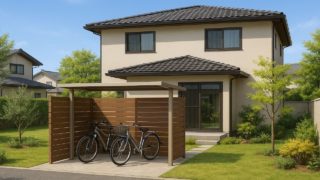 姫路市の戸建て外構に施工された自転車置き場のイメージ