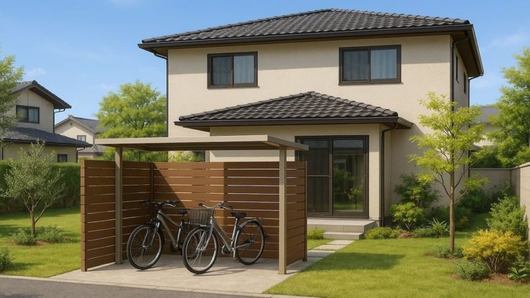 姫路市の戸建て外構に施工された自転車置き場のイメージ