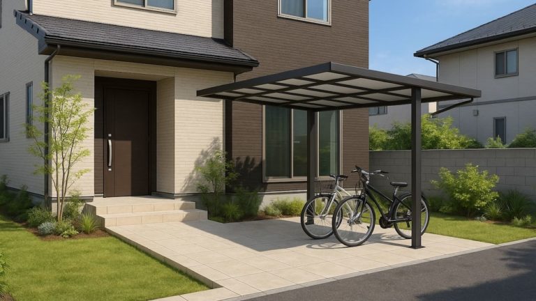 日野市の戸建て外構に施工された自転車置き場のイメージ