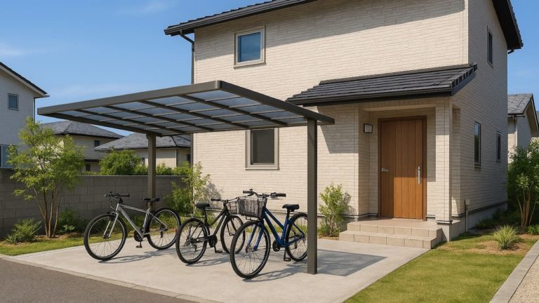 日野市の戸建て外構に施工されたサイクルポートのイメージ