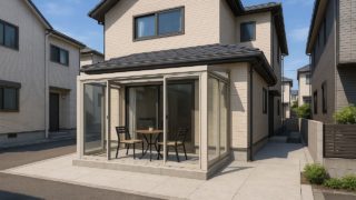 日野市の戸建て外構に施工されたテラス囲い・サンルームのイメージ