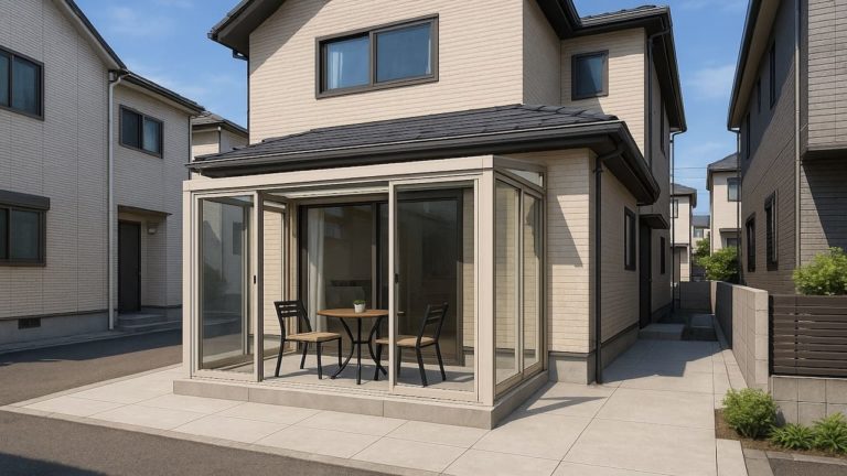 日野市の戸建て外構に施工されたテラス囲い・サンルームのイメージ