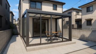 枚方市の戸建て外構に施工されたテラス囲い・サンルームのイメージ