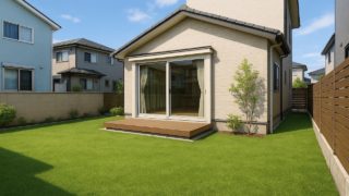 平塚市の戸建て外構に施工された人工芝のイメージ