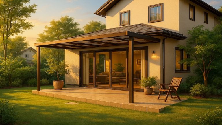 平塚市の戸建て外構に施工されたテラス屋根のイメージ