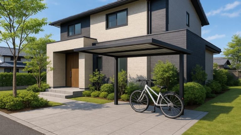 広島県の戸建て外構に施工された自転車置き場のイメージ