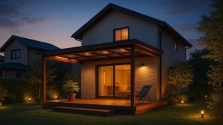 広島県の戸建て外構に施工されたテラス屋根のイメージ