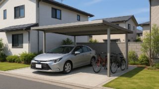 日立市の戸建て外構に施工された自転車置き場のイメージ