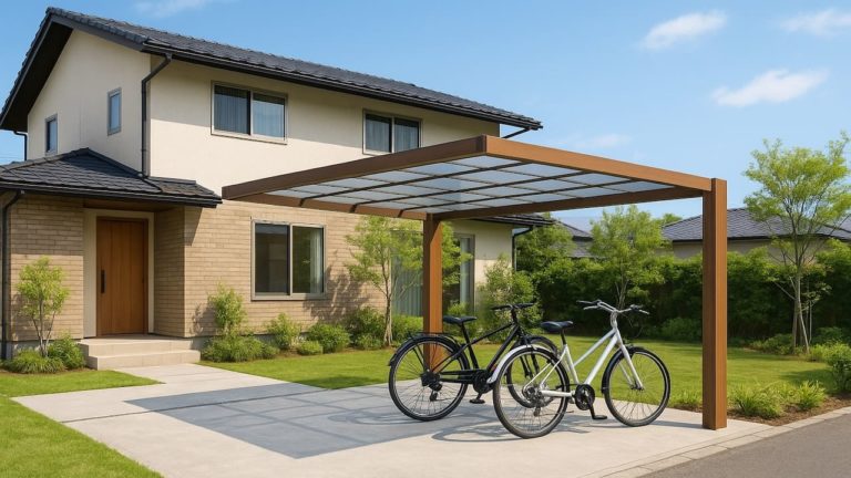 日立市の戸建て外構に施工されたサイクルポートのイメージ