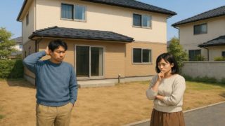 日立市の外構工事の失敗にがっかりする夫婦のイメージ