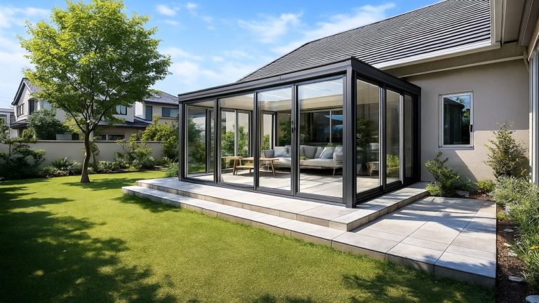 日立市の戸建て外構に施工されたテラス囲い・サンルームのイメージ