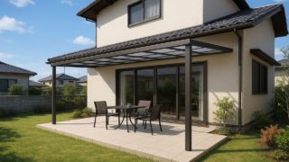 【日立市】テラス屋根の工事相場|安くできない部分と削っていい部分 日立市の戸建て外構に施工されたテラス屋根のイメージ