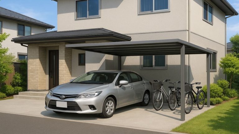 ひたちなか市の戸建て外構に施工された自転車置き場のイメージ