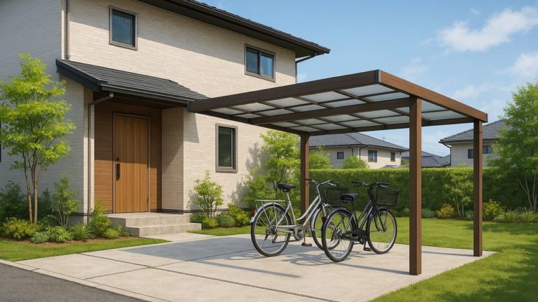 ひたちなか市の戸建て外構に施工されたサイクルポートのイメージ