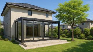 ひたちなか市の戸建て外構に施工されたテラス囲い・サンルームのイメージ