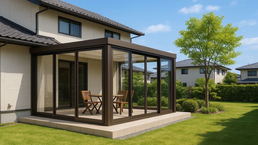 防府市の戸建て外構に施工されたテラス囲い・サンルームのイメージ