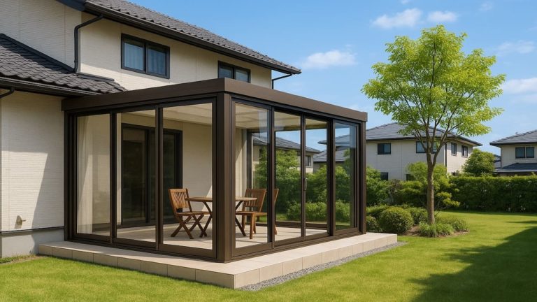 防府市の戸建て外構に施工されたテラス囲い・サンルームのイメージ