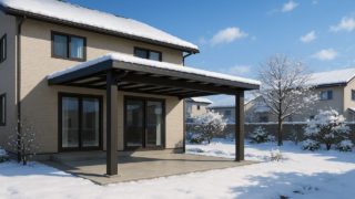 北海道の戸建て外構に施工されたテラス屋根のイメージ