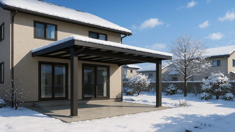 北海道の戸建て外構に施工されたテラス屋根のイメージ
