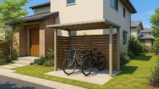 兵庫県の戸建て外構に施工された自転車置き場のイメージ