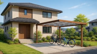 兵庫県の戸建て外構に施工されたサイクルポートのイメージ