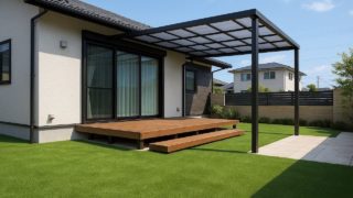 茨城県の戸建て外構に施工された人工芝のイメージ