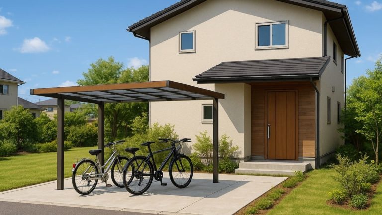 茨城県の戸建て外構に施工されたサイクルポートのイメージ