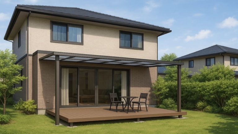 茨城県の戸建て外構に施工されたテラス屋根のイメージ