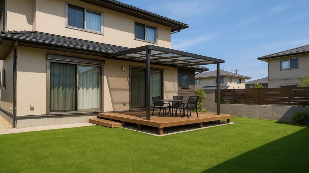 市原市の戸建て外構に施工された人工芝のイメージ