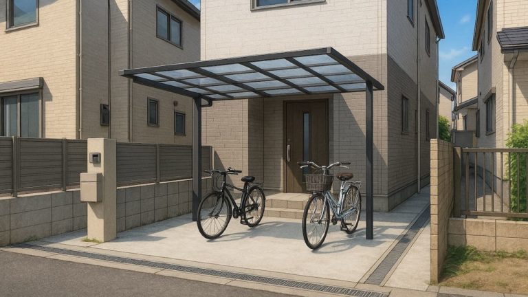 市原市の戸建て外構に施工されたサイクルポートのイメージ