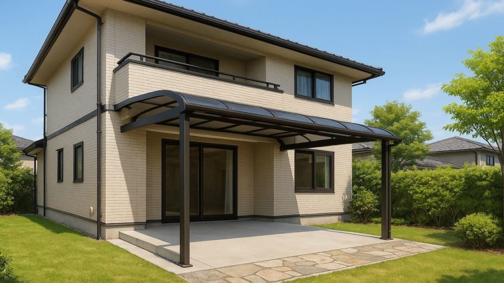 市原市の戸建て外構に施工されたテラス屋根のイメージ