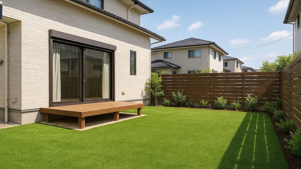 市川市の戸建て外構に施工された人工芝のイメージ