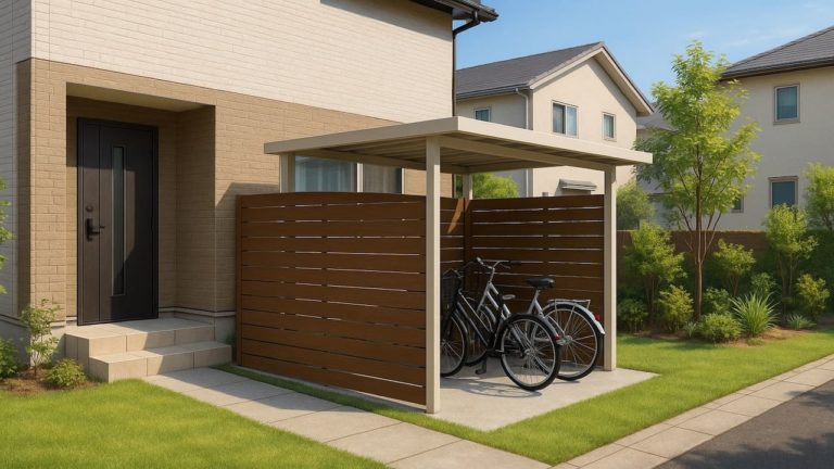 市川市の戸建て外構に施工された自転車置き場のイメージ