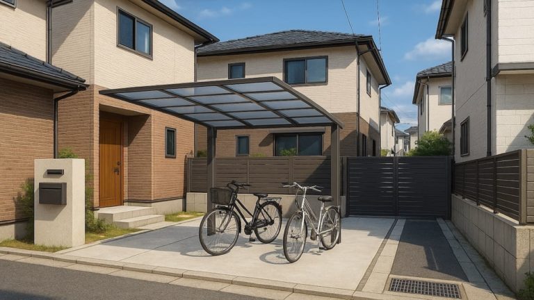 市川市の戸建て外構に施工されたサイクルポートのイメージ