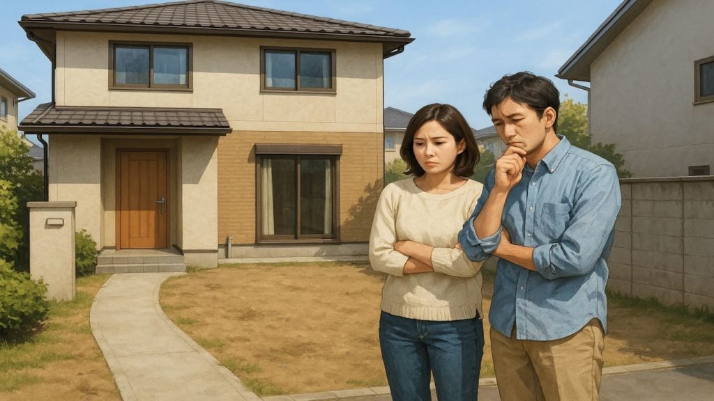 市川市の外構工事の失敗にがっかりする夫婦のイメージ